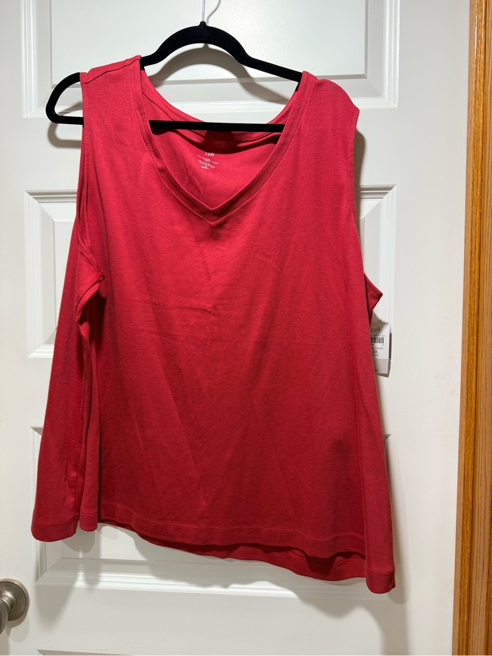 J. Jill Coral Red V-Neck Cold-Shoulder Tank